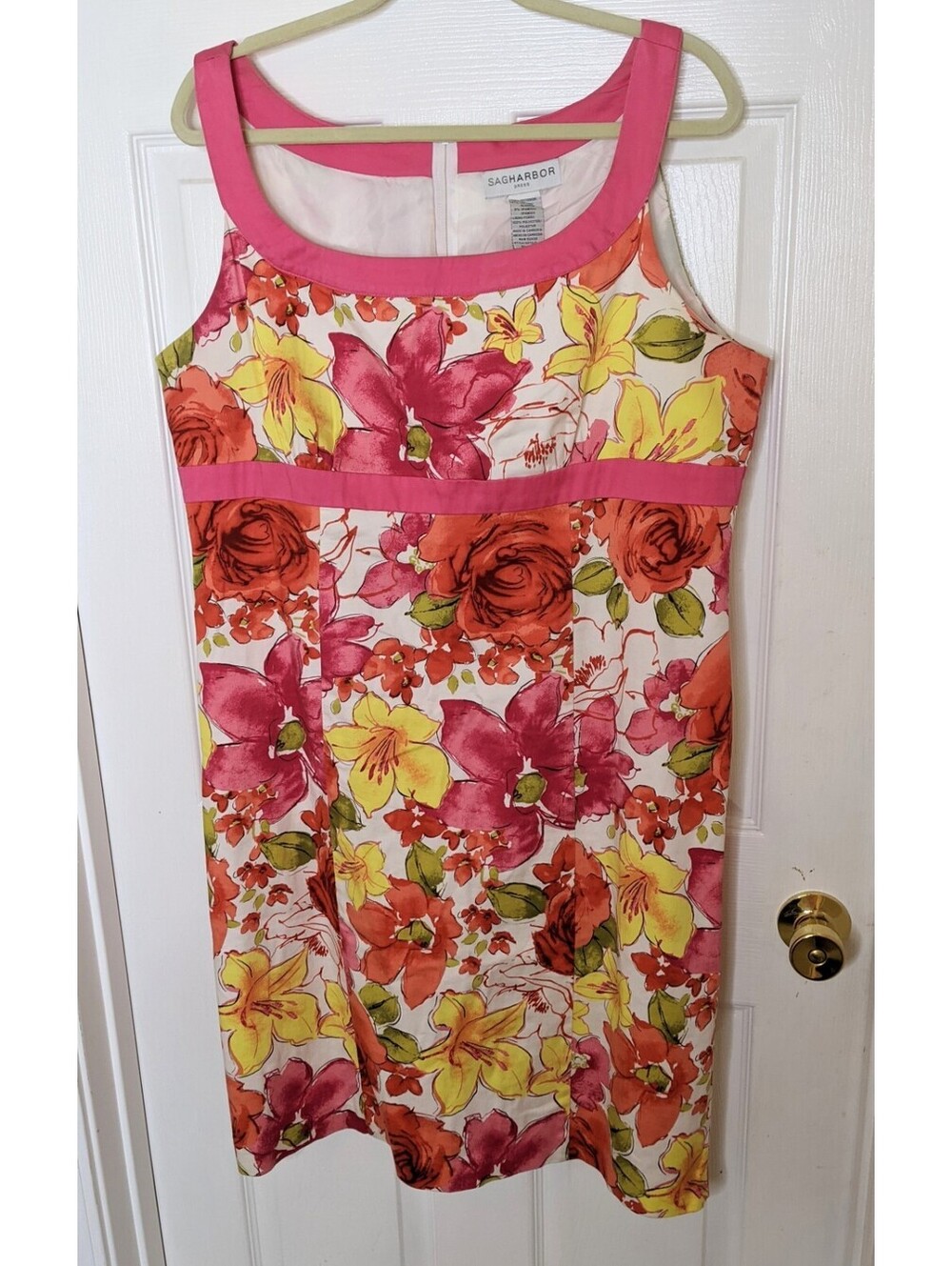 Sag Harbor Women's Sleeveless Floral Printed Sheath Dress Size 16 EUC